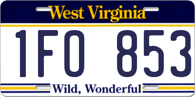 WV license plate 1FO853