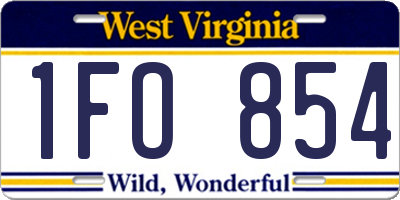 WV license plate 1FO854