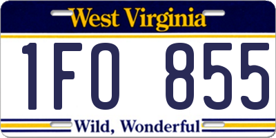 WV license plate 1FO855