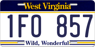 WV license plate 1FO857