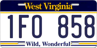 WV license plate 1FO858