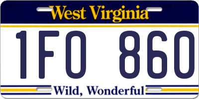 WV license plate 1FO860