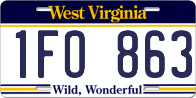 WV license plate 1FO863