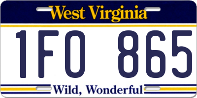 WV license plate 1FO865