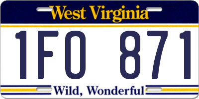 WV license plate 1FO871