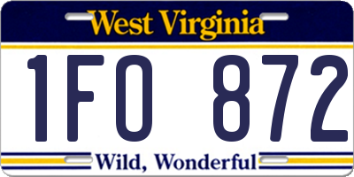 WV license plate 1FO872