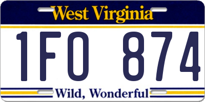 WV license plate 1FO874