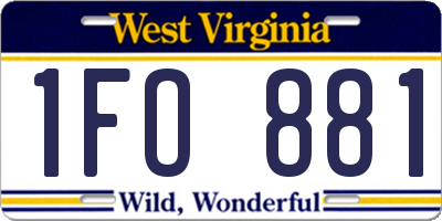 WV license plate 1FO881