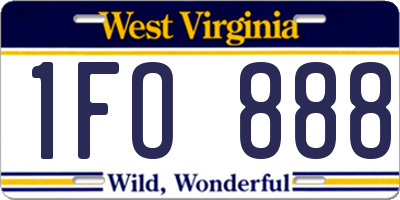 WV license plate 1FO888