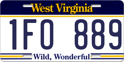 WV license plate 1FO889