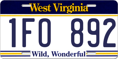 WV license plate 1FO892