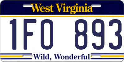WV license plate 1FO893