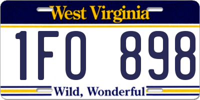 WV license plate 1FO898