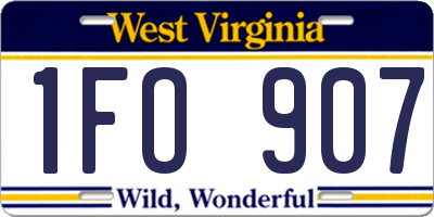 WV license plate 1FO907