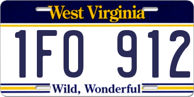 WV license plate 1FO912