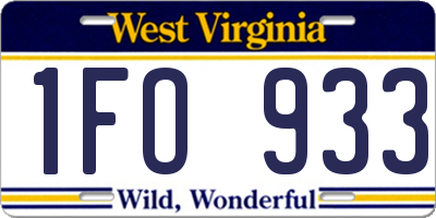 WV license plate 1FO933