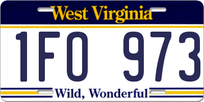 WV license plate 1FO973