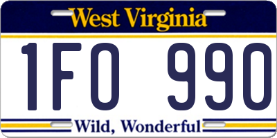 WV license plate 1FO990