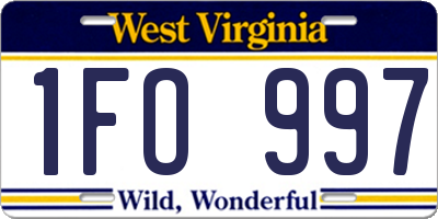 WV license plate 1FO997