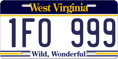WV license plate 1FO999