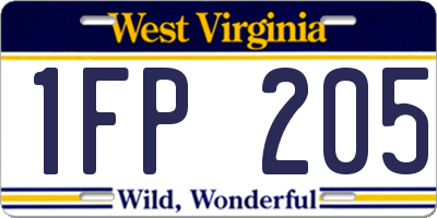 WV license plate 1FP205