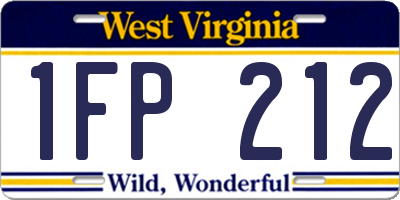 WV license plate 1FP212