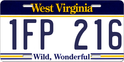 WV license plate 1FP216