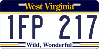 WV license plate 1FP217