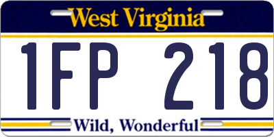 WV license plate 1FP218