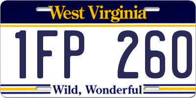 WV license plate 1FP260