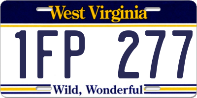 WV license plate 1FP277
