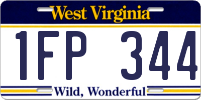 WV license plate 1FP344