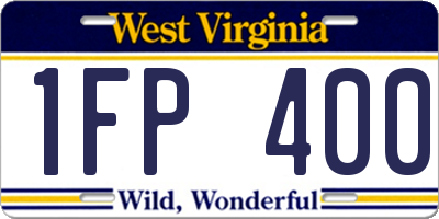 WV license plate 1FP400