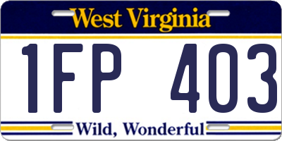 WV license plate 1FP403