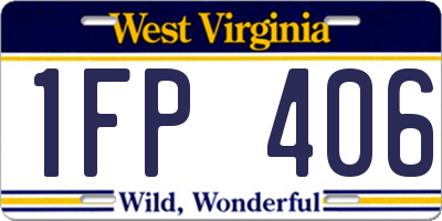 WV license plate 1FP406