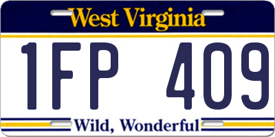 WV license plate 1FP409
