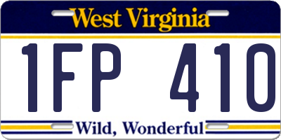 WV license plate 1FP410