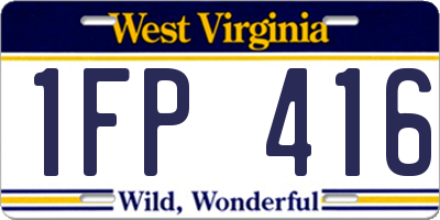 WV license plate 1FP416
