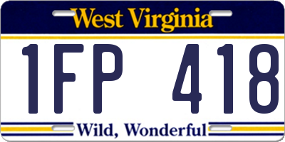 WV license plate 1FP418