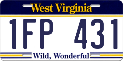 WV license plate 1FP431