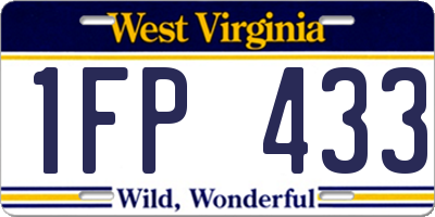 WV license plate 1FP433