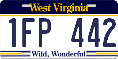 WV license plate 1FP442
