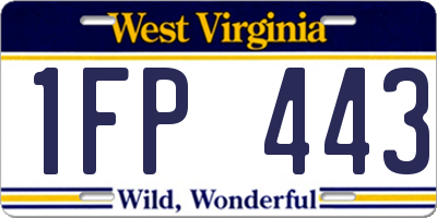 WV license plate 1FP443