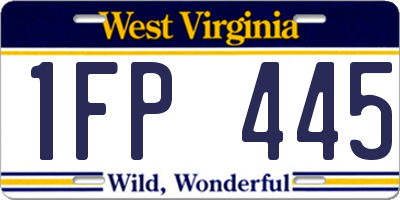 WV license plate 1FP445