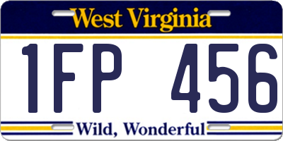 WV license plate 1FP456