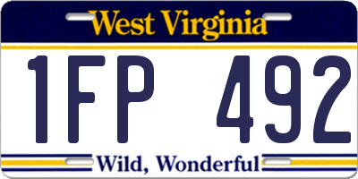 WV license plate 1FP492