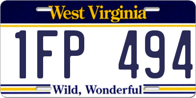 WV license plate 1FP494