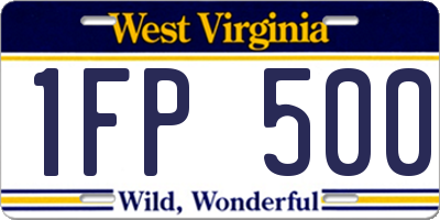 WV license plate 1FP500