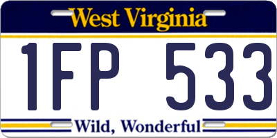 WV license plate 1FP533