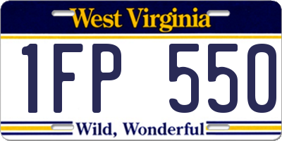 WV license plate 1FP550